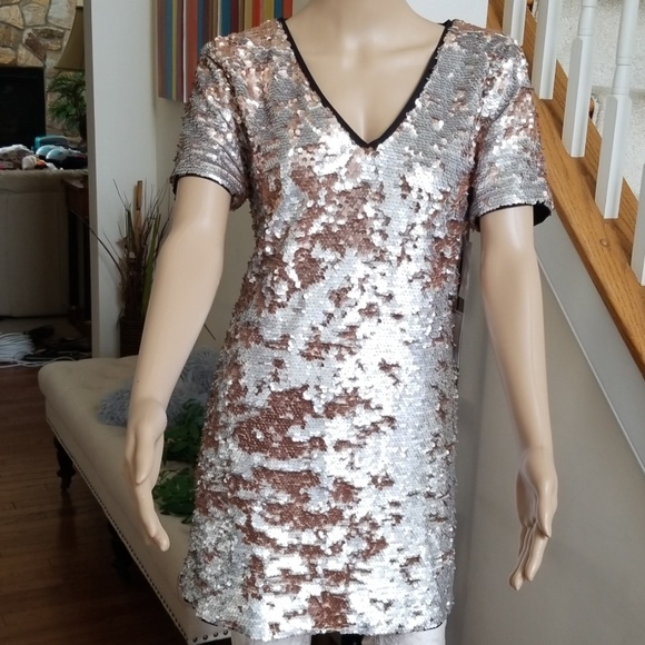 1. State Dresses & Skirts - ❤1. State Sequined Shift Dress Silver Mist Size M
